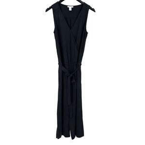Daily Ritual Solid Black Belted Jumpsuit Womens Size 36 6 Belted